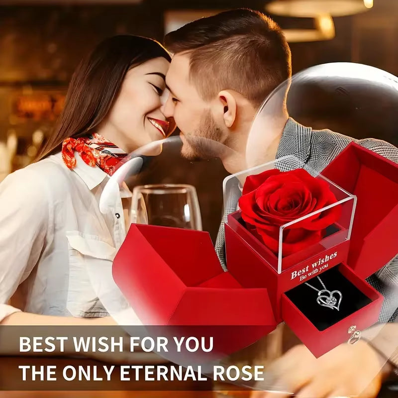 1Pcs Best Selling Luxury Rose Jewelry Box - Valentine'S Day, Mother'S Day, Eternal Flower Artificial Flower Gift Box Jewelry Box