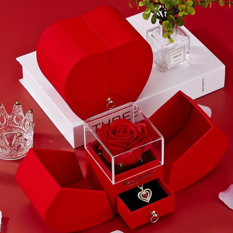 1Pcs Best Selling Luxury Rose Jewelry Box - Valentine'S Day, Mother'S Day, Eternal Flower Artificial Flower Gift Box Jewelry Box