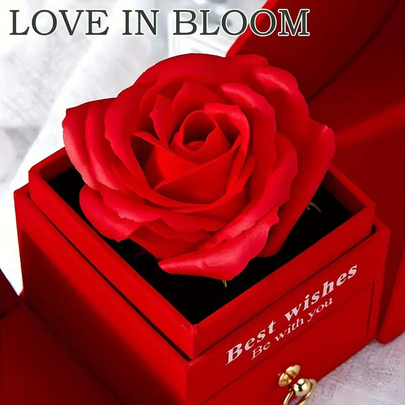 1Pcs Best Selling Luxury Rose Jewelry Box - Valentine'S Day, Mother'S Day, Eternal Flower Artificial Flower Gift Box Jewelry Box